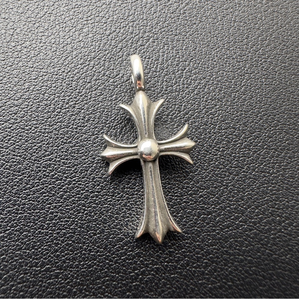 Chrome Hearts Silver Tiny Fat Cross Ruby Pave Pen… - image 2